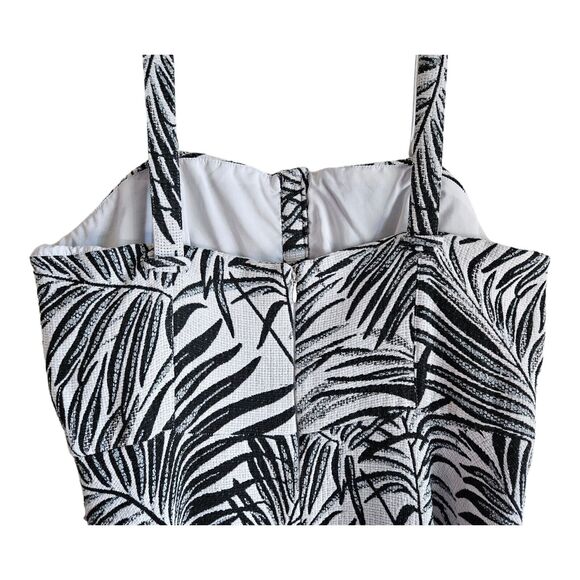 ANTHROPOLOGIE HUTCH Women 14 Aidy Sun Dress Black White Palm Leaves Flare AS IS - Picture 8 of 10